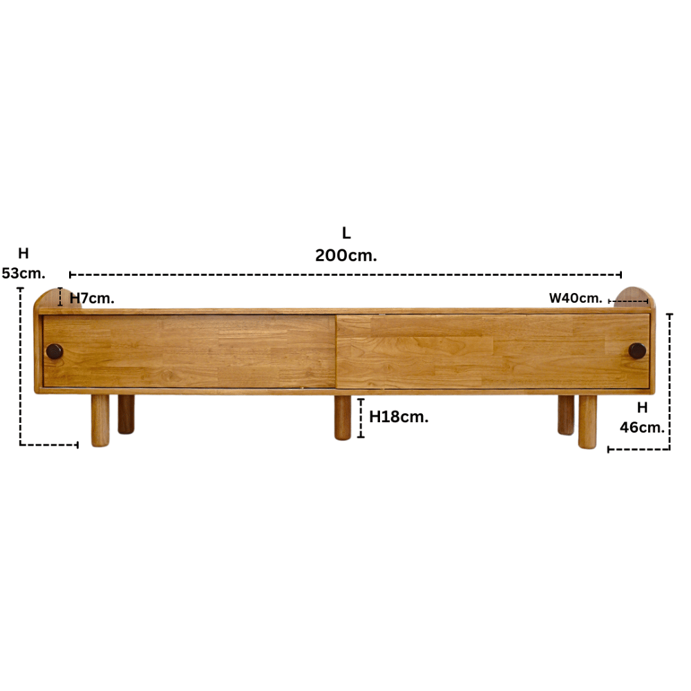 ชั้นวางทีวีไม้ยางพารา MAAI DESIGN รุ่น KIYOKO SIDEBOARD L 200 สีโอ๊ค